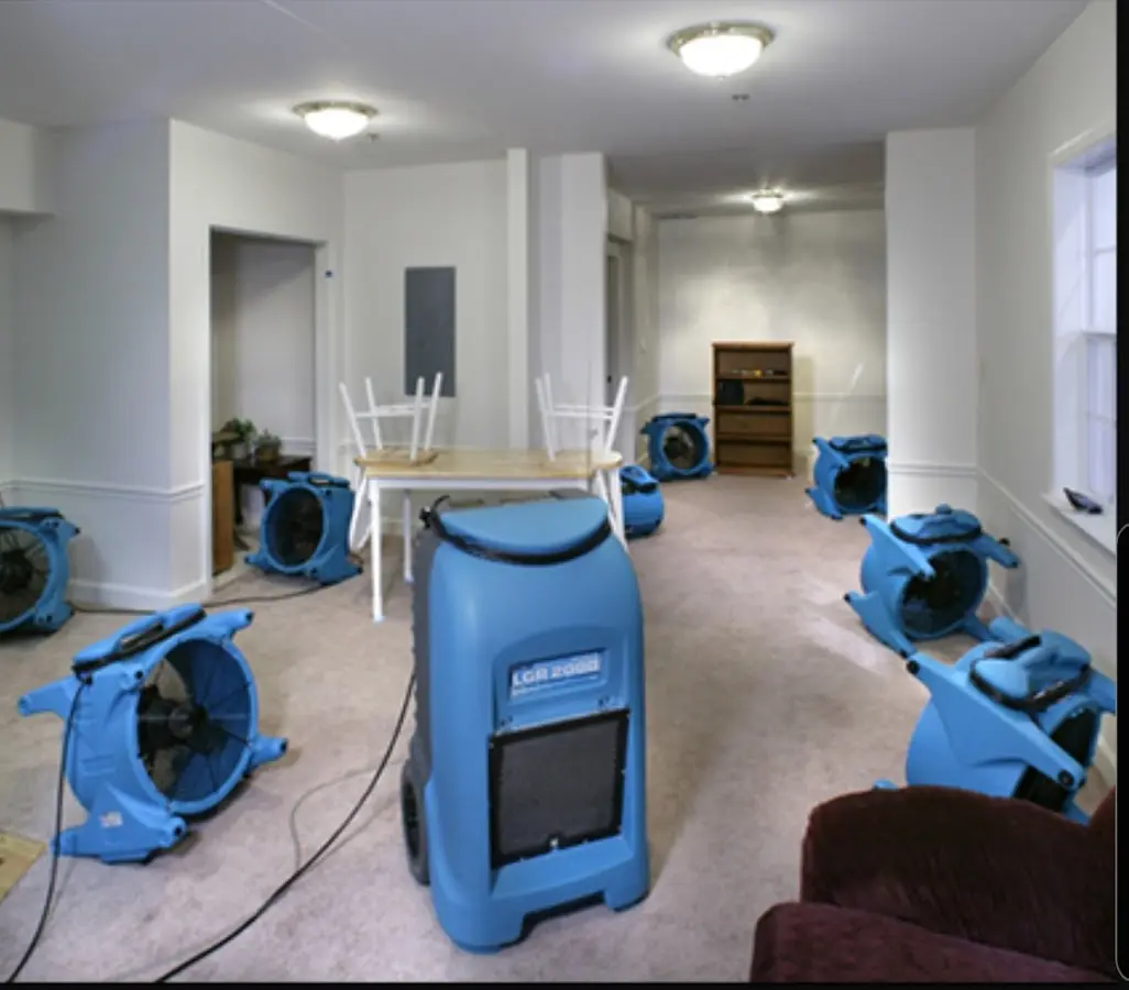 Air movers and dehumidifier setup for Water Extraction & Removal in Santa Barbara