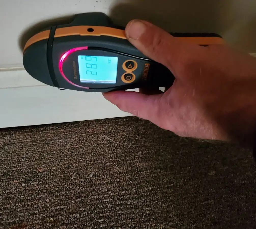 Moisture detection at baseboard during Mold Inspection & Testing in Santa Barbara